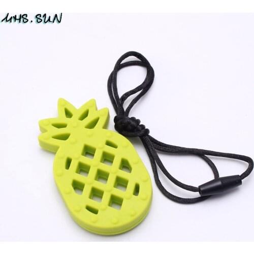MHS.SUN 1PC pineapple silicone pendant food grade chewable teether necklace pendant for baby teething nursing jewelry with rope