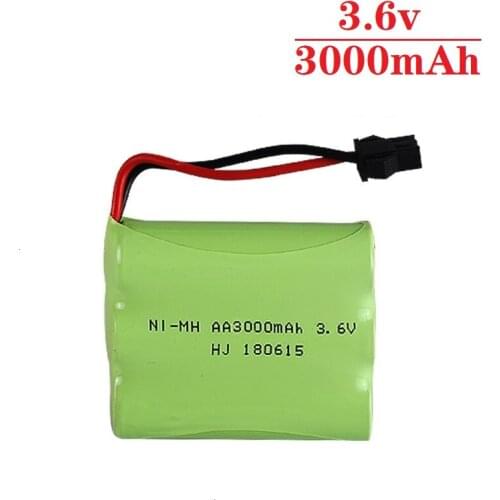 M Model ) Ni-MH 3.6V 3000mah Battery + 3.6v Charger For Rc toy Car Tank Train Robot Boat Gun AA 3.6v Rechargeable Battery Pack