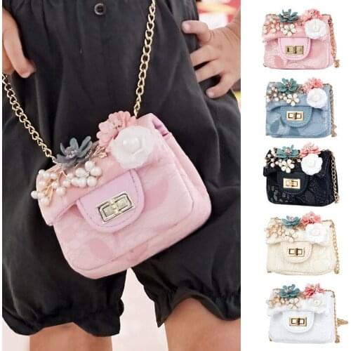 Fashion Lovely Kids Children Girls PU Leather Shoulder Bag Crossbody Mini Flower Princess Coin Purse Handbags Wallet