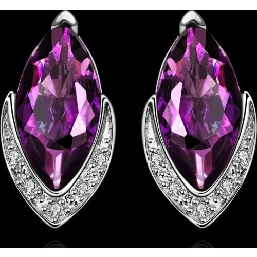 Fashion Women Luxury Jewelry Purple Zircon Stud Earring for Wedding Engagmenet Earrings Gifts
