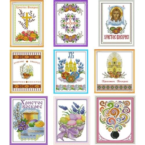 Cross Stitch Kits Joy Sunday Easter Eggs Halloween Stamped DMC Print 11CT 14CT Counted Printing Craft Embroidery Needlework Sets