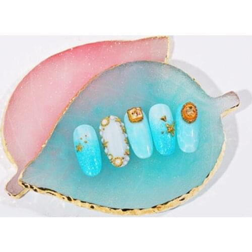 Natural Resin Agate Nail Polish Drawing Holder Leaf Nail Art Display Showing Shelf Board Color Paint Palette Accessories Tools