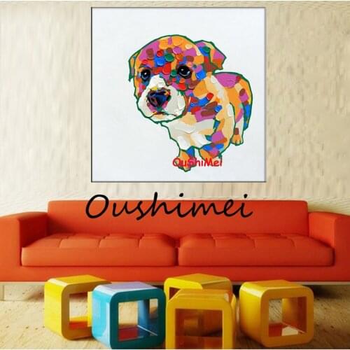 New Hand Painted Abstract Dog Picture On Canvas Oil Painting Modern Wall Painting Acrylic Paintings Lovely Animals Pictures