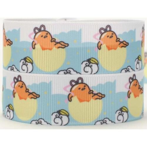 NEW 50 yards 7/8 " 22 mm lively egg yolk cartoon ribbon pattern printed grosgrain ribbon hairbow DIY free shipping