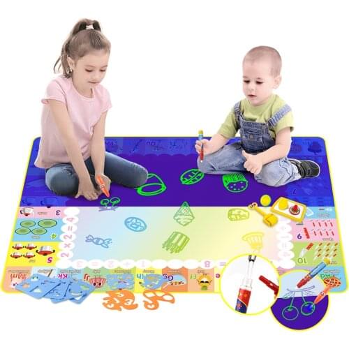New Luminous Doodle Mat with Light Painting Pen Magic Water Drawing Board Coloring Pens Tool Set for Kids Creative Toys