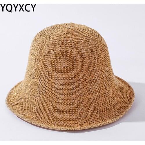 YQYXCY Bucket Hat Women Spring Summer Fisherman Hat Female Solid Color Breathable Sunhat Gorro Cap