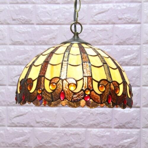 Tiffany Pendant Lights flower LED Stained Glass pendant lamp suspension luminaire Color Glass Living Room Hang Lamp