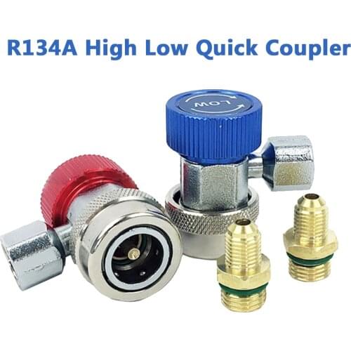 Adjustable AC Air Conditioner High Low R134A Quick Coupler Adapter Connector Type AC Manifold Gauge Conversion Set Accessories
