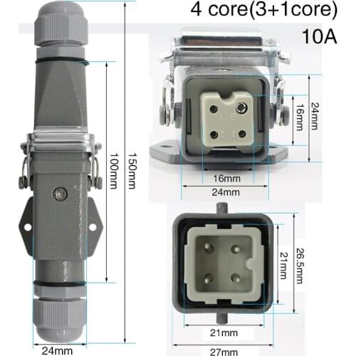 Heavy duty connector 4 core (3+1)5 core (4 +1)6 core (5+1)8 core (7+1) gas plug 250v-005-4 Connect the aviation plug to the hori
