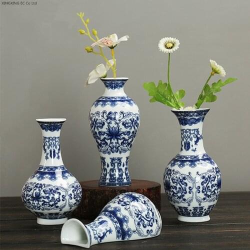 Chinese Style Retro Blue and White Porcelain Vase Wall Decoration Living Room Hydroponic Flower Arrangement Container Wall Vase