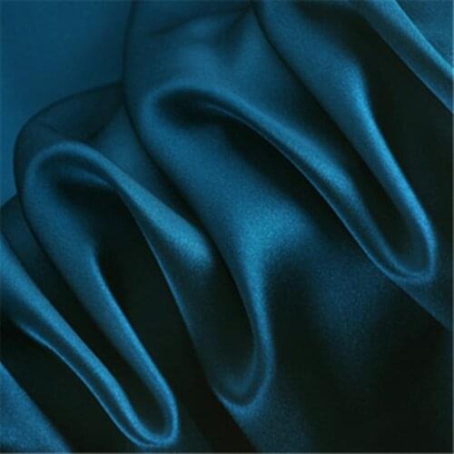 High-end stretch satin chiffon, satin shirt dress fabric, blue, black, by the meter
