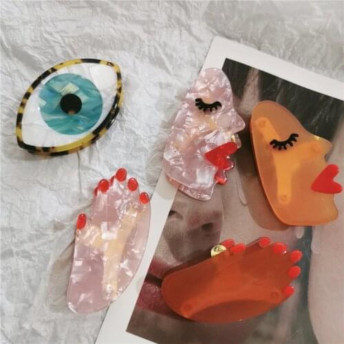 European and American Ins Wind Horsetail Hairpin Macaron Color Palm Face Plate Hair Catch Clip Headdress Funny Acrylic Jewelry