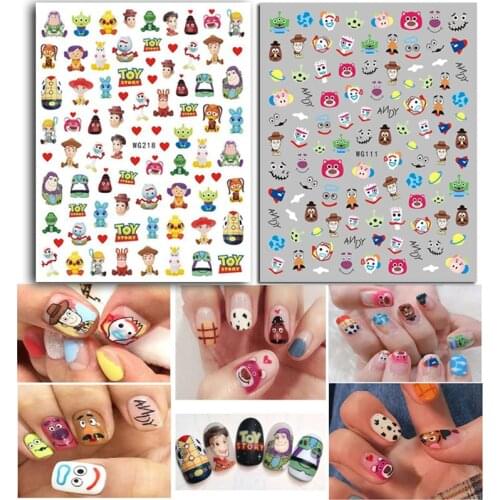 1Pcs Cartoon Brand Nail Art Stickers Disney Anime Toy Story 2 Woody Buzz Lightyear Nail Art Decoration Repair Accessories Decals