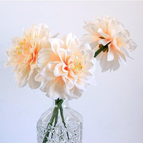 10Pcs/lot Single Branch Dahlia Artificial Silk Flowers Wedding Decor Bouquet Bride Hand Holding Flower Home Garden Decor Dahlias