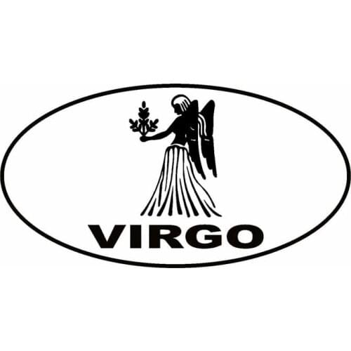 15.2CM*8CM VIRGO Oval Car Sticker Vinyl Decal Zodiac Horoscope Black Silver C10-01703