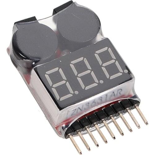 1S-8S Battery Voltage Meter Tester Lipo Battery Monitor Buzzer Alarm for RC Model Airplane Helicopter FPV Drones DIY Parts