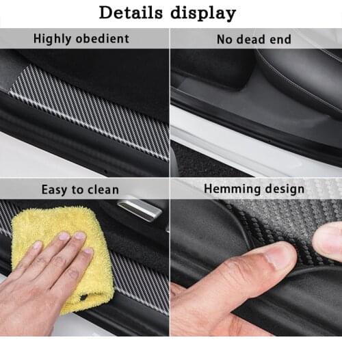 4psc Leather Car Door Threshold Stickers For Tesla Model 3 2017-2021/model y Door Sills Protector Decals Accessories