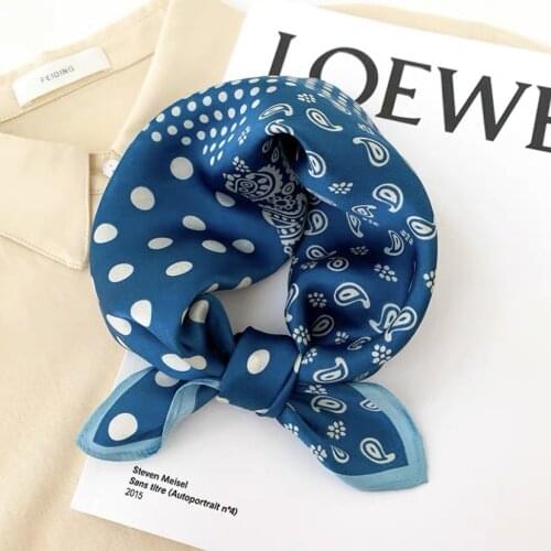 53cm Silk Scarf For Women Neckerchief Fashion Paisley Print Headband Hijab Scarfs Female Square Bag Scarves Female Dropshipping