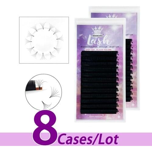 8pcs/lot MASSCAKU factory wholesale 8-20mm eyelash easy fan mix easy fan high quality individual easy fanning eyelash extensions
