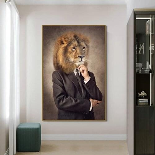 Abstract Portrait Posters and Prints Wall Art Canvas Painting Animal and Human Body Pictures for Living Room Home Artwork Decor