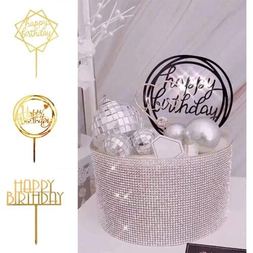 Acrylic Cake Topper Happy Birthday Anniversary Letter Cupcake Toppers For Home Party Supplies Cupcake Decorating Topper