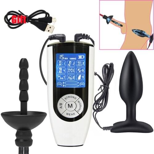 BDSM Electric Shock Pulse Anal Plug Penis Plug Urethral Sound Catheter Dilator E-Stim Prostate Massager Male Chastity Sex Toys