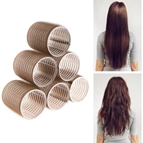 Hairdressing Home Use DIY Large Self-Adhesive Hair Rollers Styling Roller Magic Roll Curler Beauty Tool 6pcs/lot Random Color
