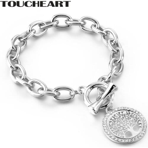 TOUCHEART Round Tree Of Life Cuff Bracelets Bangles Charms For Girls & Women Silver Jewelry Stainless Steel Bracelets SBR180157
