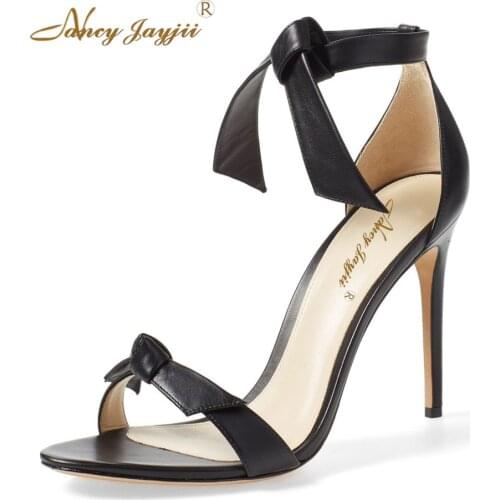 Nancyjayjii Leather Ankle-Tie Women Nude&Black 12cm Sexy High Heels Summer Sandals Casual&Party Faux Suede Shoes Woman