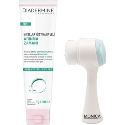 Diadermine Arındırıcı Bakım Yüz Temizleme Jeli + Monicatime Yüz Temizleme Fırçası