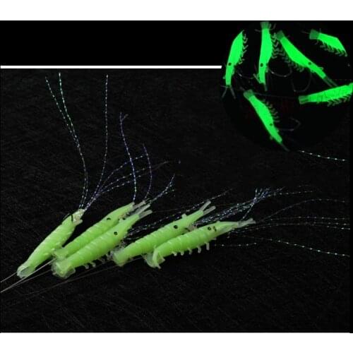 DONQL 5Pcs Luminous Fishing Lure Shrimp Sabiki Soft Silicone Artificial Wobblers Carp Fishing Worn Worms Swimbait Jigging Lure