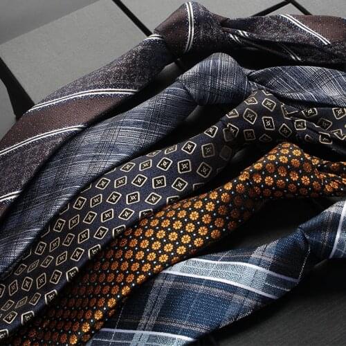 7.5cm Width 150cm Extended Gold Mens Ties Classic Stripe Plaid Flower Floral Jacquard Necktie Daily Cravat Wedding Party Gift