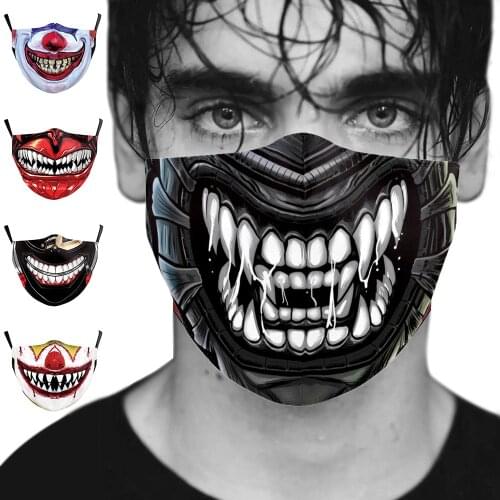 Halloween Cospaly Funny Skull Joker Teeth Mouth Masks Face-Protection Cycling Spots Breathable Adult Party Mask Women Men Unisex