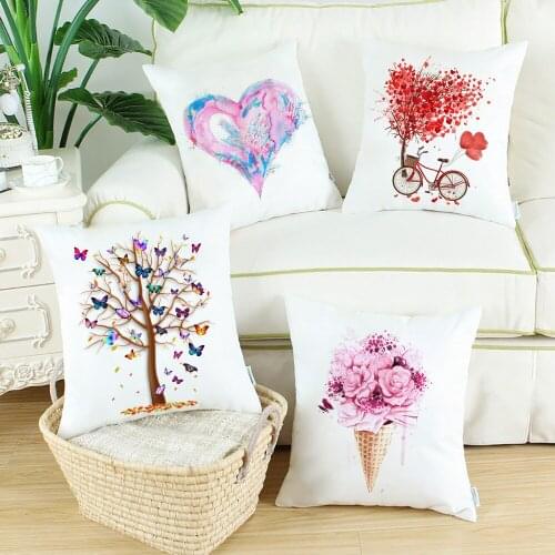 Colorful Tree Print Cushion Cover Girls Kids Polyester Pillowcase Aesthetic Cushion Case Home Livingroom Sofa Decorative Coussin