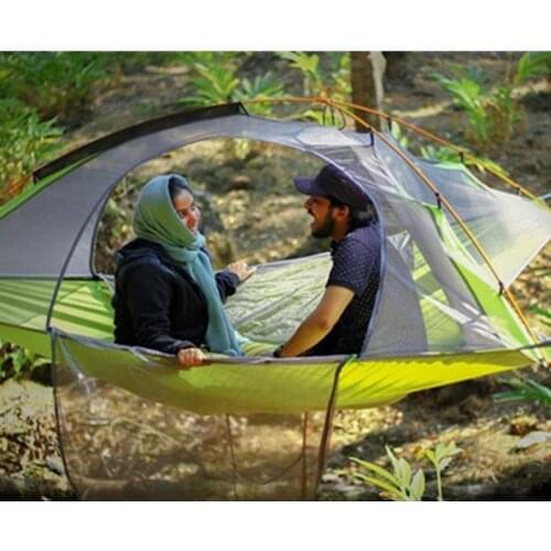 Triangular flat hammock off-ground tent hanging tree hanging outdoor camping hunting fishing fishing rainproof mosquito portable