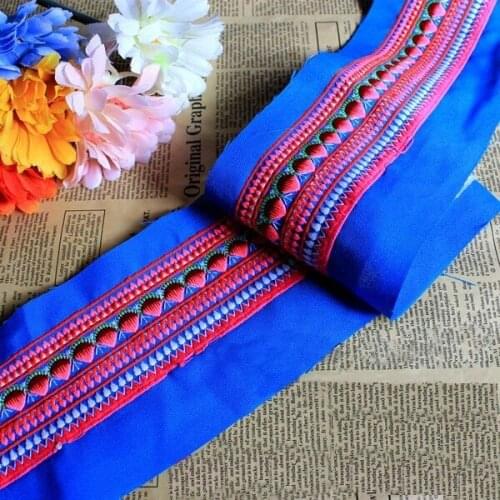 Miao embroidery stitch crochet cotton fabric lace trim 10cm dress collar ribbon tape webbing ethnic tribal thai india boho DIY
