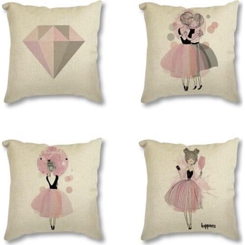 Cute Little Girl Pillowcase Cussing Car Chair Seat Cover kawaii Sofa Decorative Pillows Cushion Cover Cojines