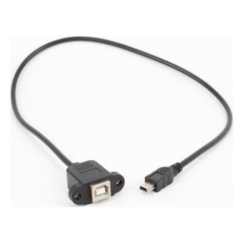 Mini USB 5pin Male to USB B Female panel mount type Cable 50cm with screws