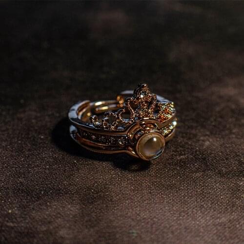 Fashion Crystal Crown Rings Women Zircon Ring Jewelry 100 Language I Love You Elegant Bridal Engagement Wedding Party Ring Sets