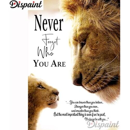 Dispaint Art 5D Diy Diamond Painting "Letter lion family" Diamond Pictures Cross Stitch 3D Rhinestone Embroidery Decor A27673