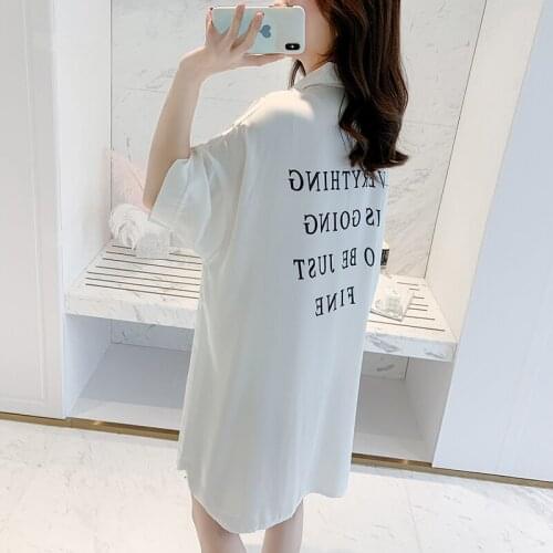 Ladies Letters Night Dress Sexy Silk Satin Night Shirt White Nightgown Fashion Nightdress Summer Homewear Nightwear Sleepwear