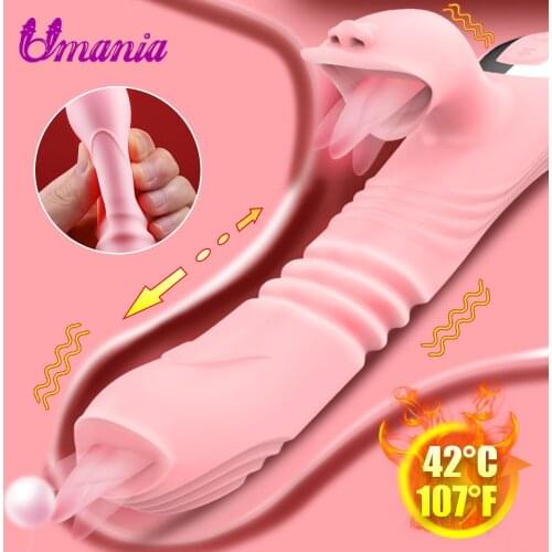 New 4 In 1 360 Rotating Heating Dildo Vibrator for Women Oral Licking Nipples Clitoris Stimulator Sex Toys Adults Sex Products