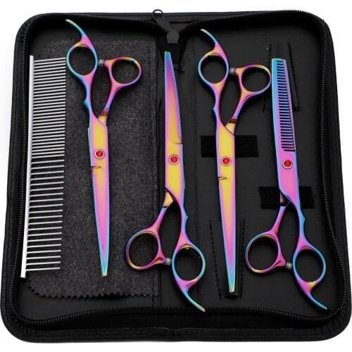 Stainless Steel Pet Dogs Grooming Scissors Cat Hair Thinning Shear Sharp Edge Scissors Set For Pets Animal Barber Cutting Tool