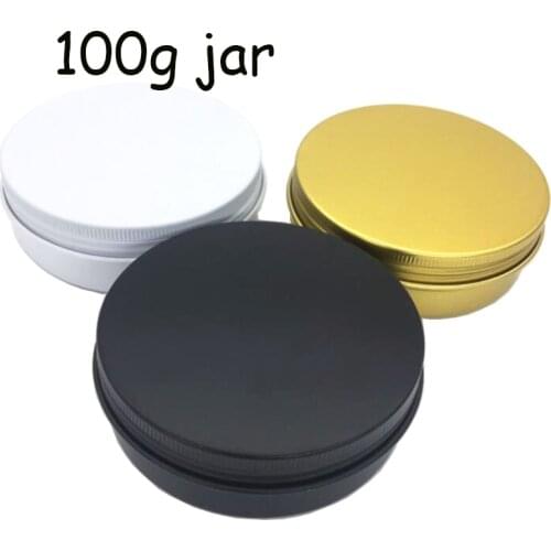 Wholesale Aluminum Jars 100ml Black Tin 100g Cosmetic Containers Crafts Pots gold Storage storage jar