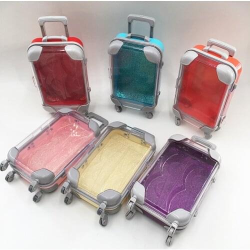 Wholesale Mini Suitcase Luggage Lash Packaging Case Fasle Eyelash Box Empty Makeup Eyelash Storage