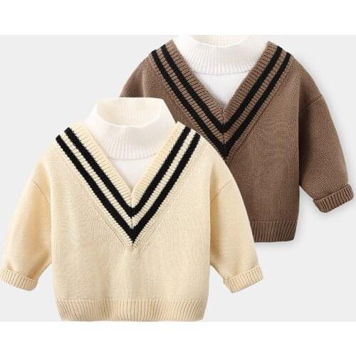2020 Autumn Winter Kids Cartoon Sweater Children New Year Clothing Boys Cotton Patchwork Baby Costumes