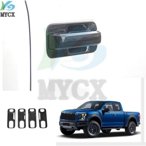 Fit for Ford Raptor F-150 2015-2020 Car Accessories ABS Carbon Color Car Door Cup Bowl Cover Trim 8pcs