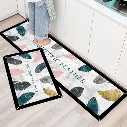 Strip door mat PU leather bathroom non-slip carpet oilproof waterproof kitchen floor mat Nordic DIY custom made leather rug
