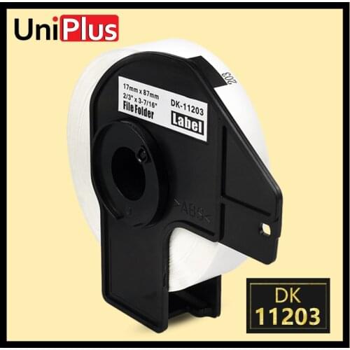 UniPlus 11203 DK Roll 17*87mm File Folder Labels Fit for Brother QL Label Printer QL-500 QL550 QL-570 QL570VM 300pcs White Paper