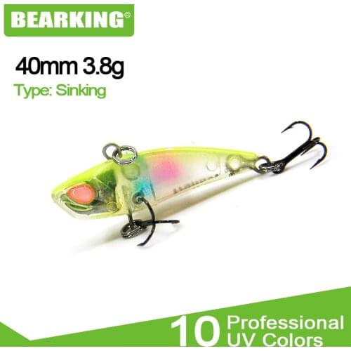 Perfect Bearking fishing lures hard bait vib 40mm 3.8g sinking good quality baits 3D eyes vmc hooks